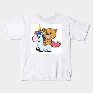 Cute Teddy Bear Riding a Unicorn Kids T-Shirt